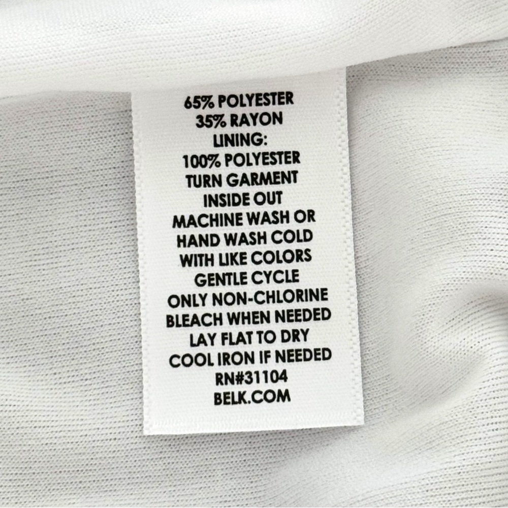White Lined Elastic Waist Polyester-Rayon Crinkle Maxi Skirt Size Large - Picture 9 of 9